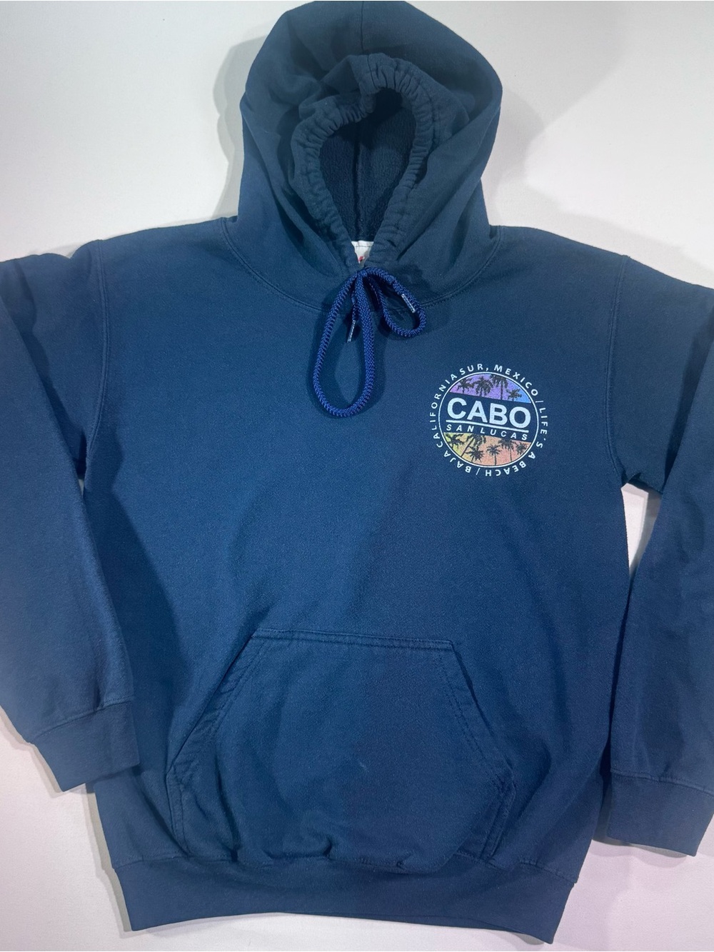 YAZBEK Navy Blue Hoodie w/“Cabo San Lucas" graphic, M